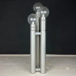 Hot Pamono Brushed Aluminum Floor Lamp, Italy, 1970s