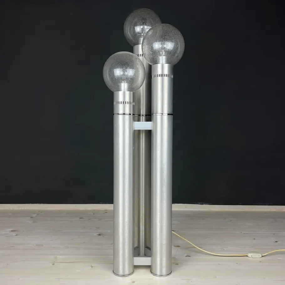 Hot Pamono Brushed Aluminum Floor Lamp, Italy, 1970s
