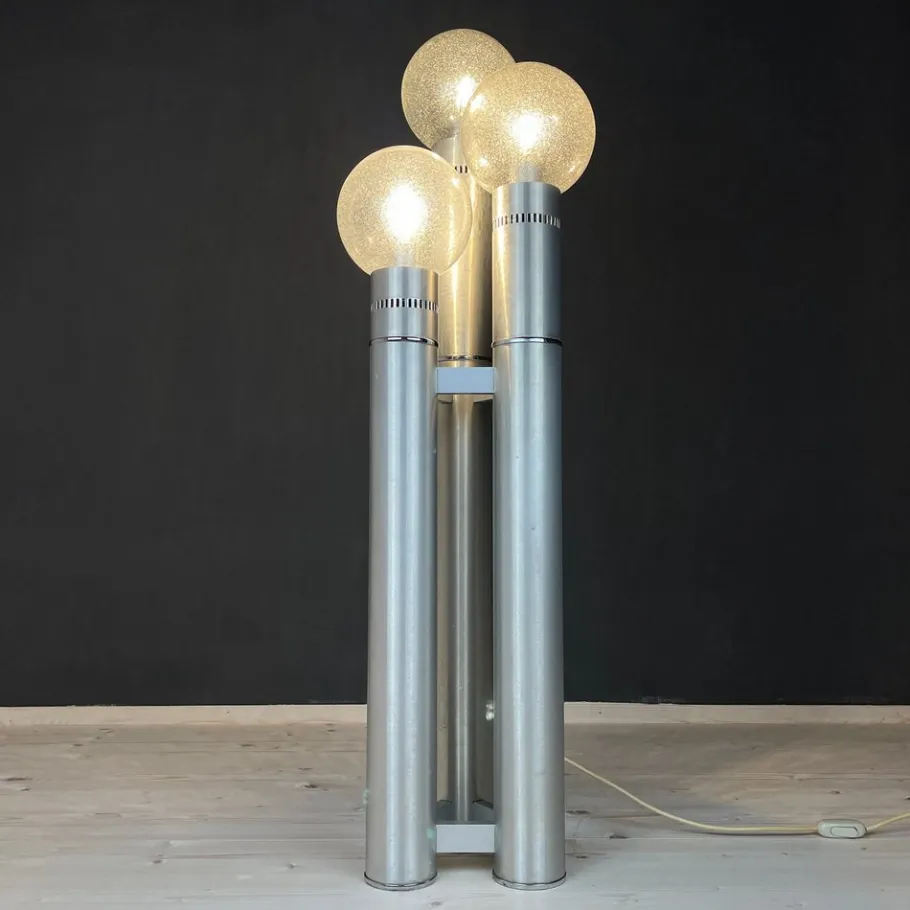 Hot Pamono Brushed Aluminum Floor Lamp, Italy, 1970s