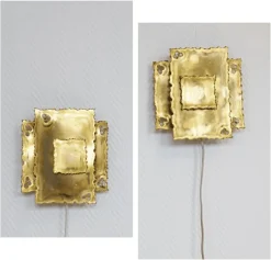 New Pamono Brutalist Brass Wall Sconces by Holm Sørensen, Set of 2