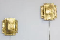 New Pamono Brutalist Brass Wall Sconces by Holm Sørensen, Set of 2