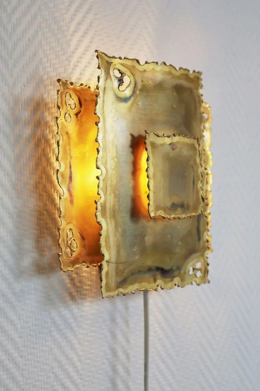 New Pamono Brutalist Brass Wall Sconces by Holm Sørensen, Set of 2
