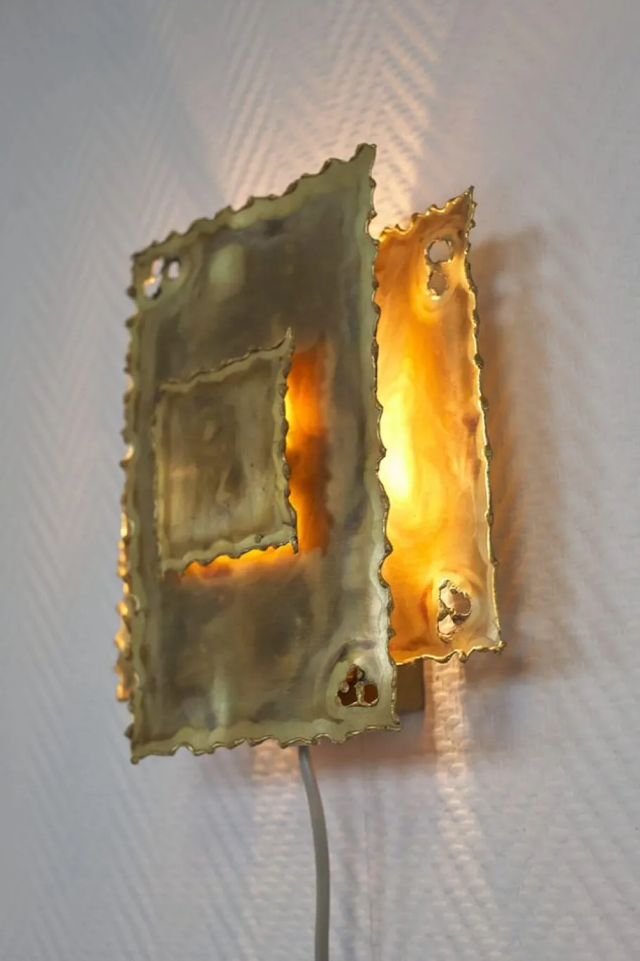 New Pamono Brutalist Brass Wall Sconces by Holm Sørensen, Set of 2