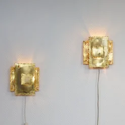 New Pamono Brutalist Brass Wall Sconces by Holm Sørensen, Set of 2