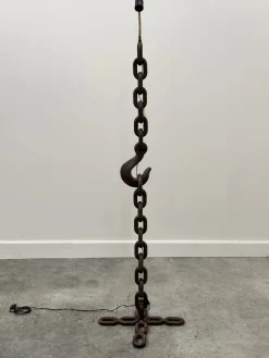 Discount Pamono Brutalist Cast Iron & Marine Chain Links Floor Lamp, France, 1960s