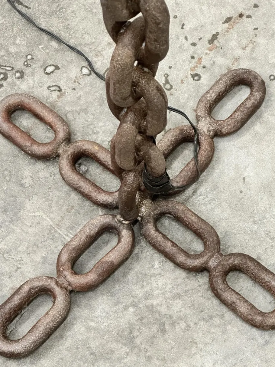 Discount Pamono Brutalist Cast Iron & Marine Chain Links Floor Lamp, France, 1960s