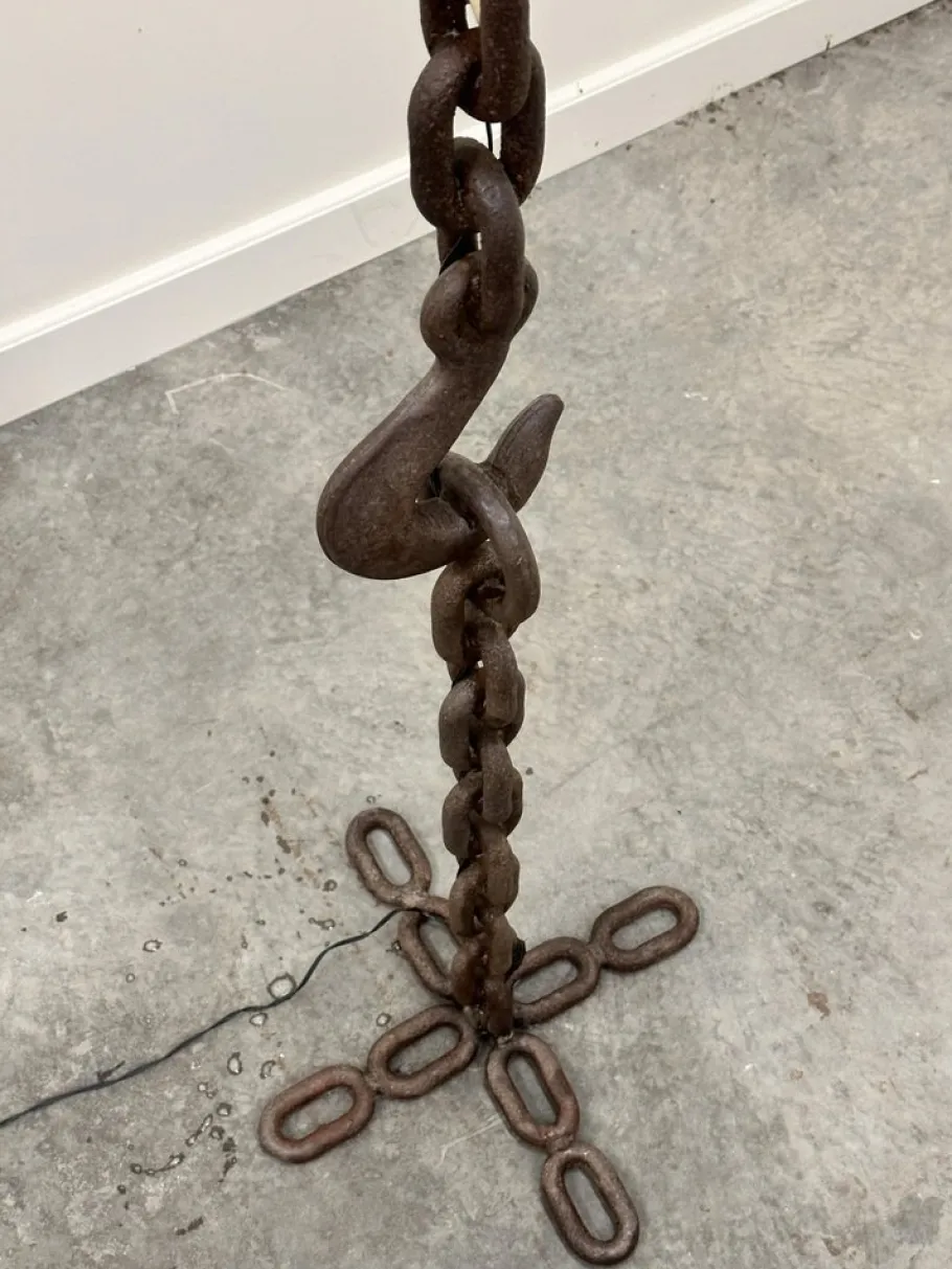 Discount Pamono Brutalist Cast Iron & Marine Chain Links Floor Lamp, France, 1960s