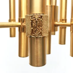 Clearance Pamono Brutalist Chandelier in Brass with 16 Arms by Angelo Brotto for Esperia, Italy, 1960s