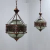 Online Pamono Brutalist Copper and Blown Glass Green Bottle Pendant Lamps, 1970s, Set of 2