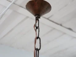 Online Pamono Brutalist Copper and Blown Glass Green Bottle Pendant Lamps, 1970s, Set of 2