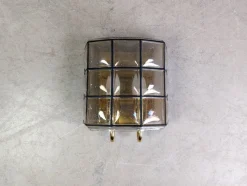 Sale Pamono Brutalist Double Wall Light in Glass from Glashütte Limburg