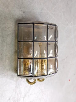 Sale Pamono Brutalist Double Wall Light in Glass from Glashütte Limburg