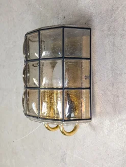 Sale Pamono Brutalist Double Wall Light in Glass from Glashütte Limburg