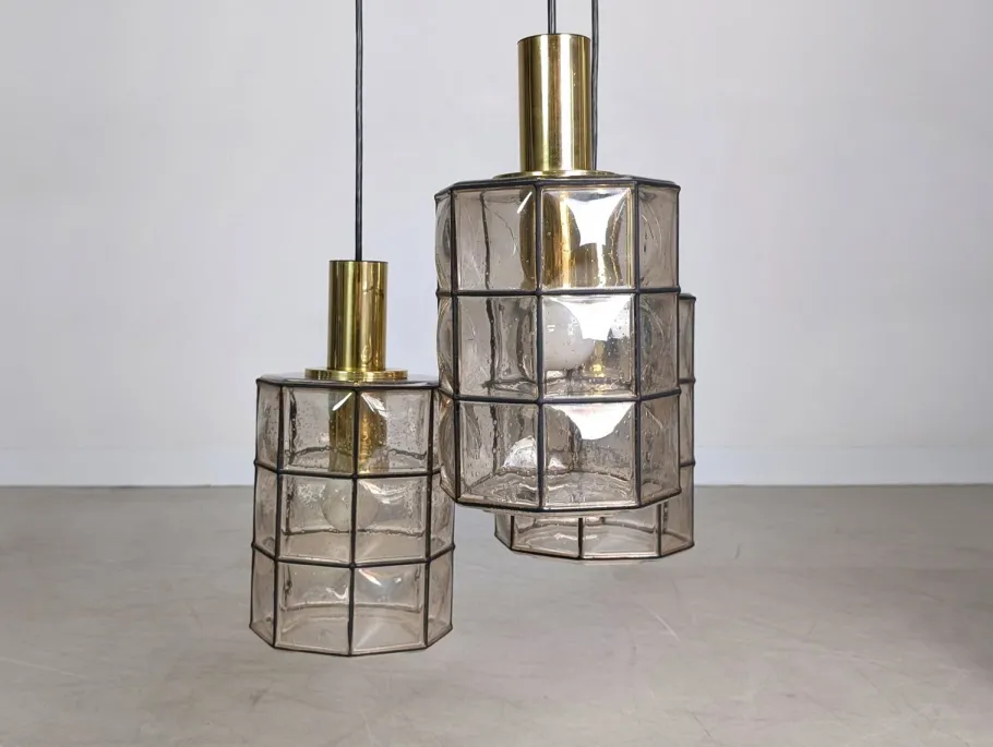 Clearance Pamono Brutalist Hanging Light from Glashütte Limburg