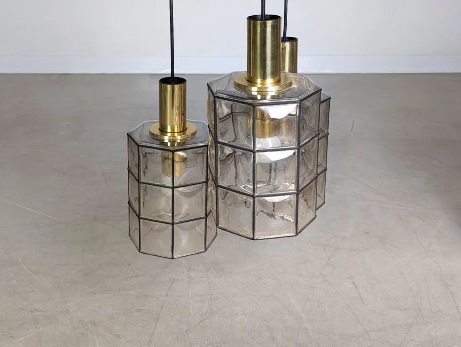 Clearance Pamono Brutalist Hanging Light from Glashütte Limburg