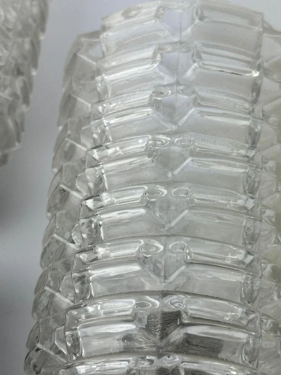 New Pamono Brutalist Ice Glass Wall Lamps, 1970s, Set of 2