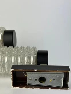 New Pamono Brutalist Ice Glass Wall Lamps, 1970s, Set of 2