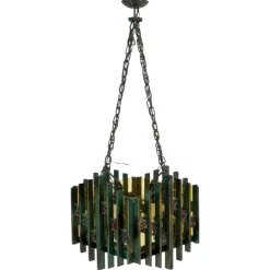 Online Pamono Brutalist Iron and Art Glass Chandelier attributed to Biancardi & Jordan, Italy, 1970s