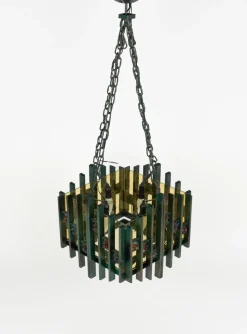 Online Pamono Brutalist Iron and Art Glass Chandelier attributed to Biancardi & Jordan, Italy, 1970s