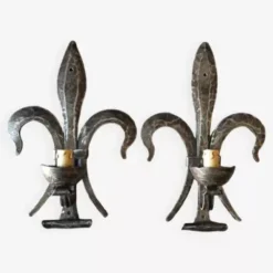 Discount Pamono Brutalist Iron Fleur de Lys Wall Lights, 1980s, Set of 2