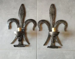 Discount Pamono Brutalist Iron Fleur de Lys Wall Lights, 1980s, Set of 2