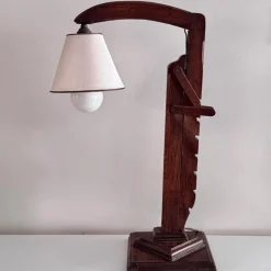 New Pamono Brutalist Lamp with Adjustable Wooden System and Shade, 1950