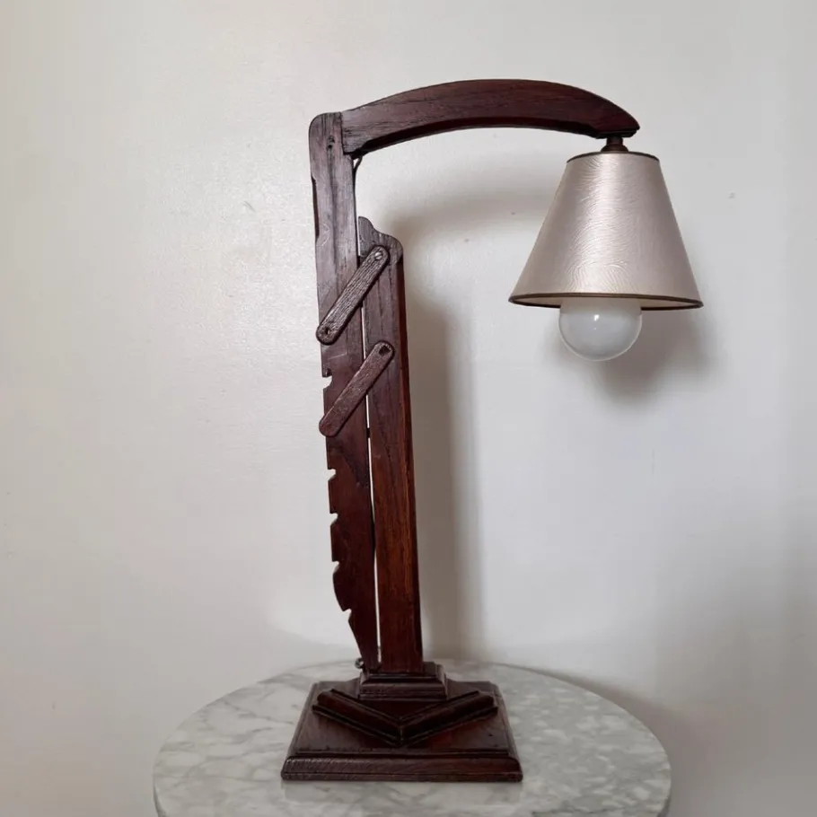 New Pamono Brutalist Lamp with Adjustable Wooden System and Shade, 1950