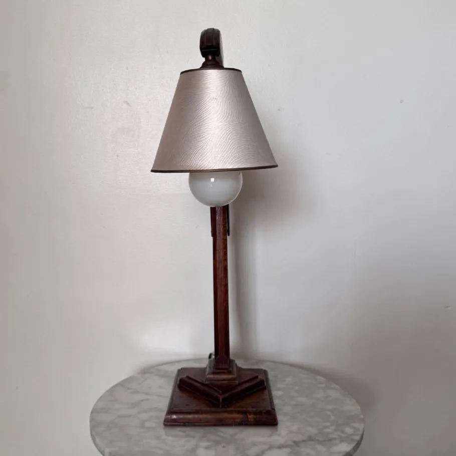 New Pamono Brutalist Lamp with Adjustable Wooden System and Shade, 1950