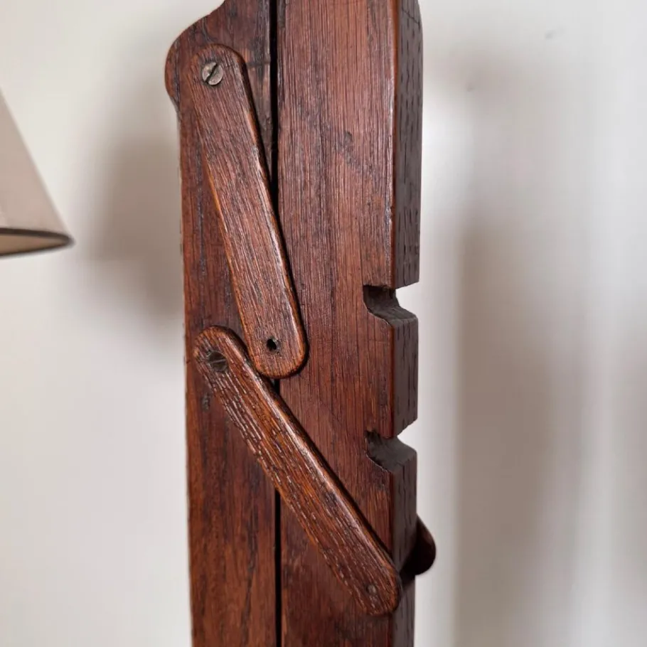 New Pamono Brutalist Lamp with Adjustable Wooden System and Shade, 1950