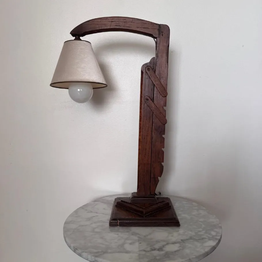 New Pamono Brutalist Lamp with Adjustable Wooden System and Shade, 1950