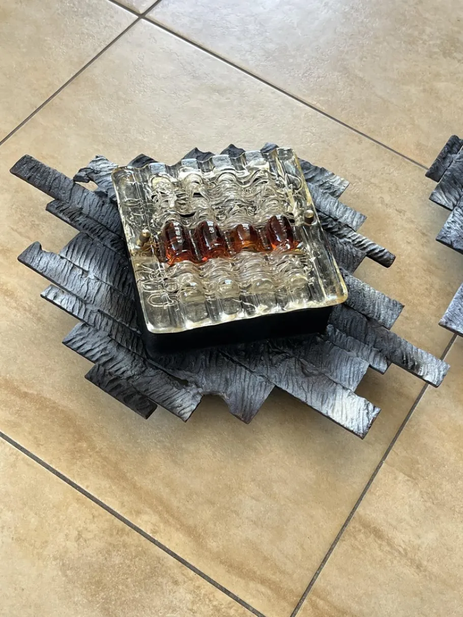 Hot Pamono Brutalist Murano Glass Wall Lamps by Albano Poli for Poli Arte, 1970s, Set of 2