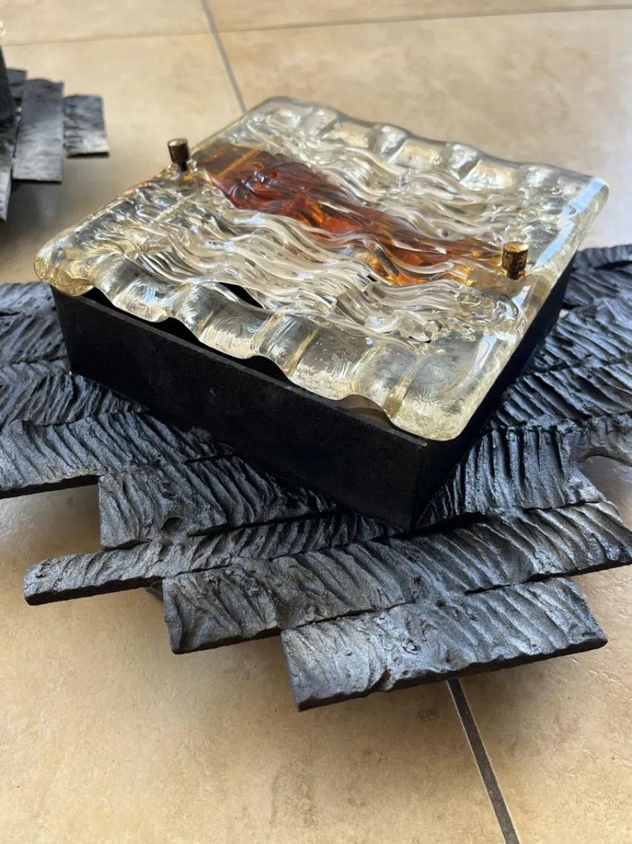 Hot Pamono Brutalist Murano Glass Wall Lamps by Albano Poli for Poli Arte, 1970s, Set of 2