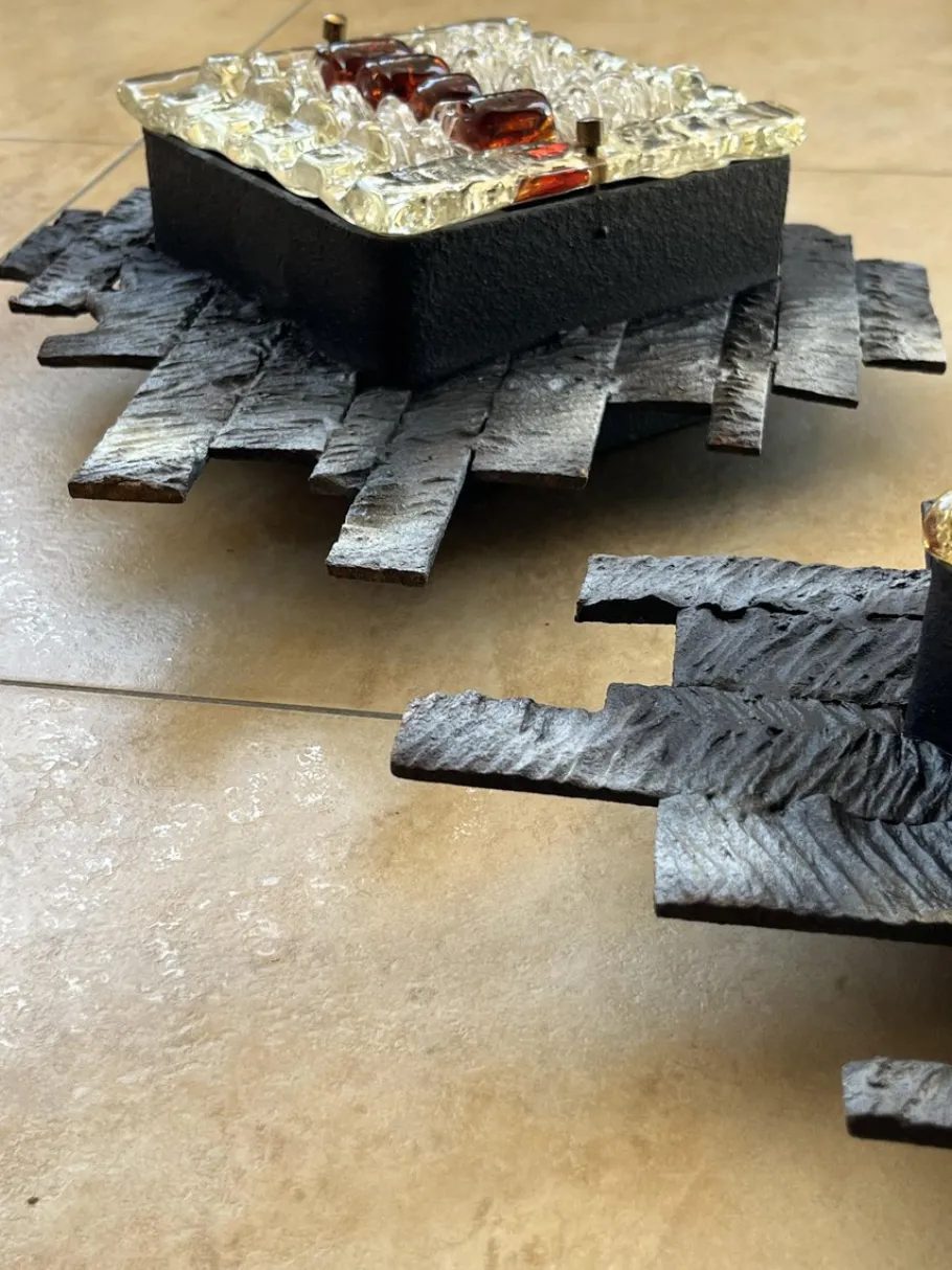 Hot Pamono Brutalist Murano Glass Wall Lamps by Albano Poli for Poli Arte, 1970s, Set of 2