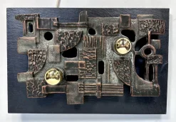 New Pamono Brutalist Relief Ceramic & Slate Stone Wall Lamp from Brakelmann & Becker, Germany, 1960s