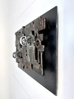 New Pamono Brutalist Relief Ceramic & Slate Stone Wall Lamp from Brakelmann & Becker, Germany, 1960s