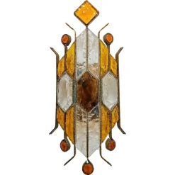 New Pamono Brutalist Sconce in Hammered Glass attributed to Biancardi and Jordan Arte, Italy, 1970s