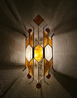 New Pamono Brutalist Sconce in Hammered Glass attributed to Biancardi and Jordan Arte, Italy, 1970s