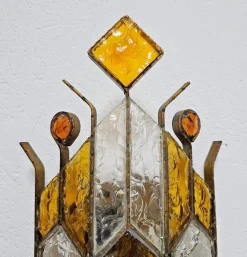 New Pamono Brutalist Sconce in Hammered Glass attributed to Biancardi and Jordan Arte, Italy, 1970s