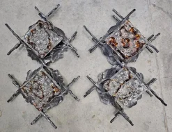 Sale Pamono Brutalist Sconces in Wrought Iron and Murano Glass attributed to Poliarte, 1970s, Set of 2