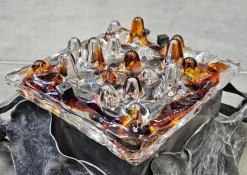 Sale Pamono Brutalist Sconces in Wrought Iron and Murano Glass attributed to Poliarte, 1970s, Set of 2