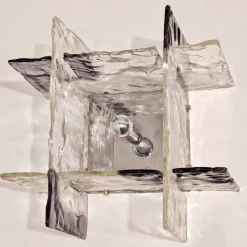 Online Pamono Brutalist Square Murano Glass Wall Lamp attributed to Mazzega, 1970s