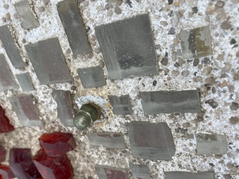 Discount Pamono Brutalist Style Glass Object/Wall Lamp in Exposed Concrete attributed to Christof Krüger for Franz Lehmann Berlin Weißensee Glass Workshops, 1970s