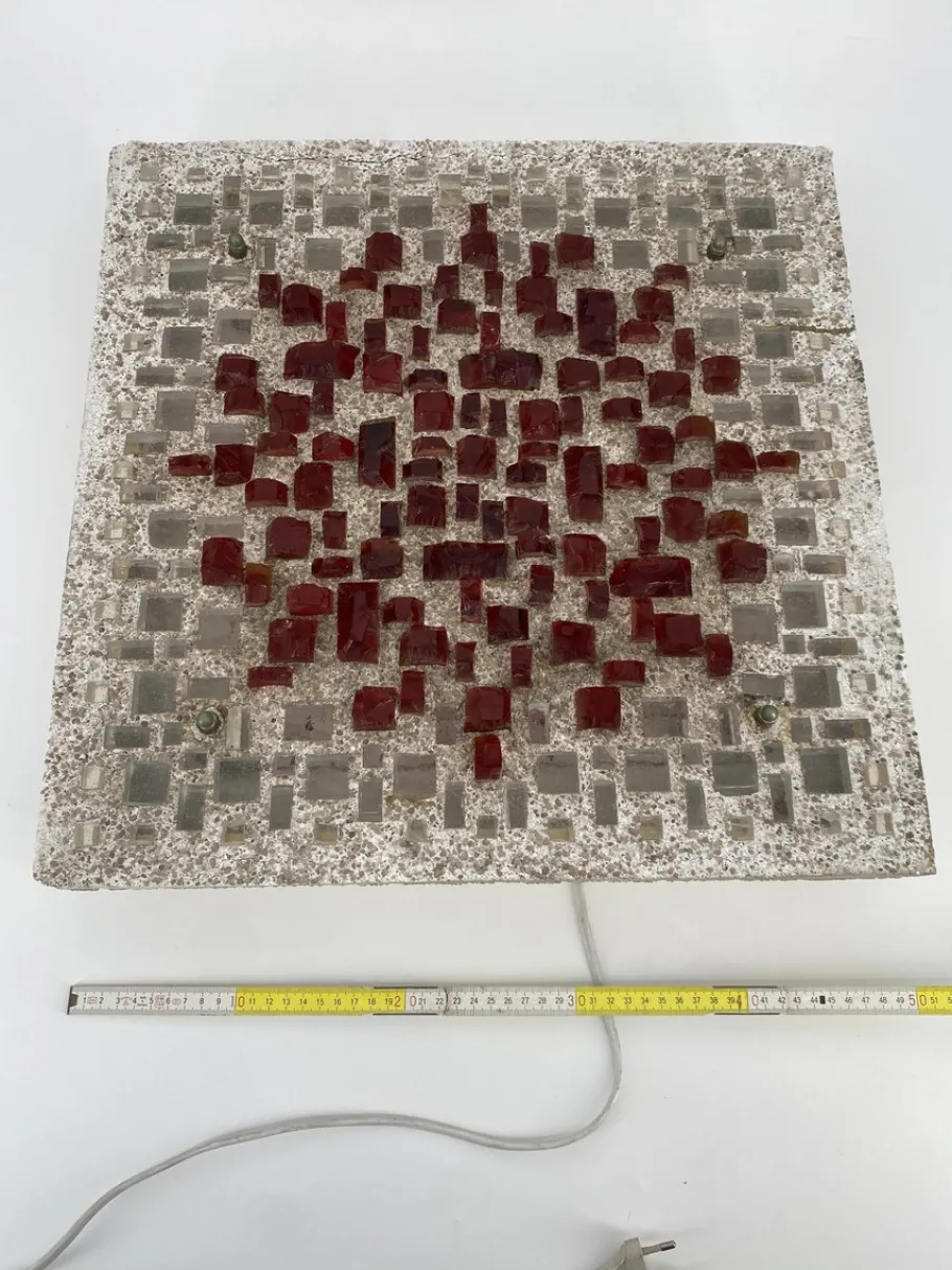 Discount Pamono Brutalist Style Glass Object/Wall Lamp in Exposed Concrete attributed to Christof Krüger for Franz Lehmann Berlin Weißensee Glass Workshops, 1970s