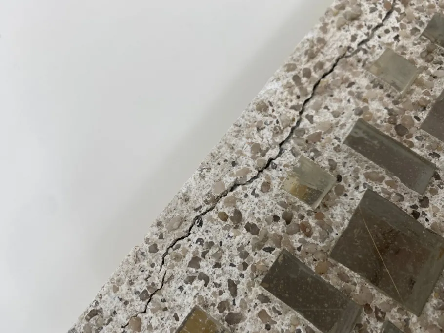 Discount Pamono Brutalist Style Glass Object/Wall Lamp in Exposed Concrete attributed to Christof Krüger for Franz Lehmann Berlin Weißensee Glass Workshops, 1970s