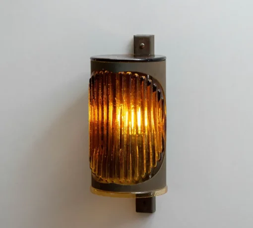 Best Pamono Brutalist Swedish Copper and Amber Art Glass Outdoor Wall Lamp from Ateljé Lyktan, 1960s