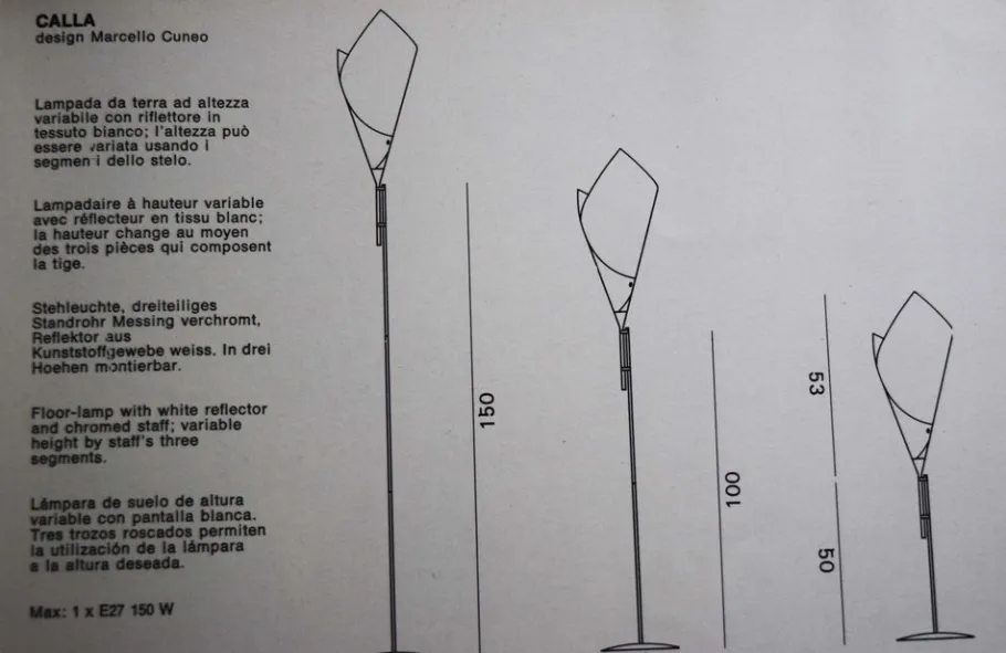 Clearance Pamono Calla Floor Lamps by Marcello Cuneo for Valenti, Italy, 1975, Set of 2