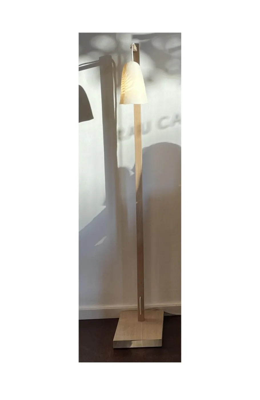 New Pamono Campanula Floor Lamp in Natural Oak and Porcelain by Frau Caze