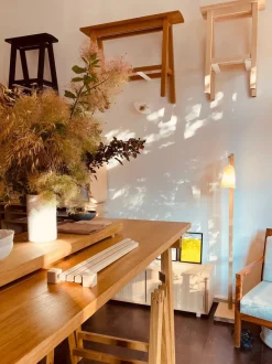 New Pamono Campanula Floor Lamp in Natural Oak and Porcelain by Frau Caze