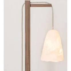 New Pamono Campanula Floor Lamp in Natural Oak and Porcelain by Frau Caze
