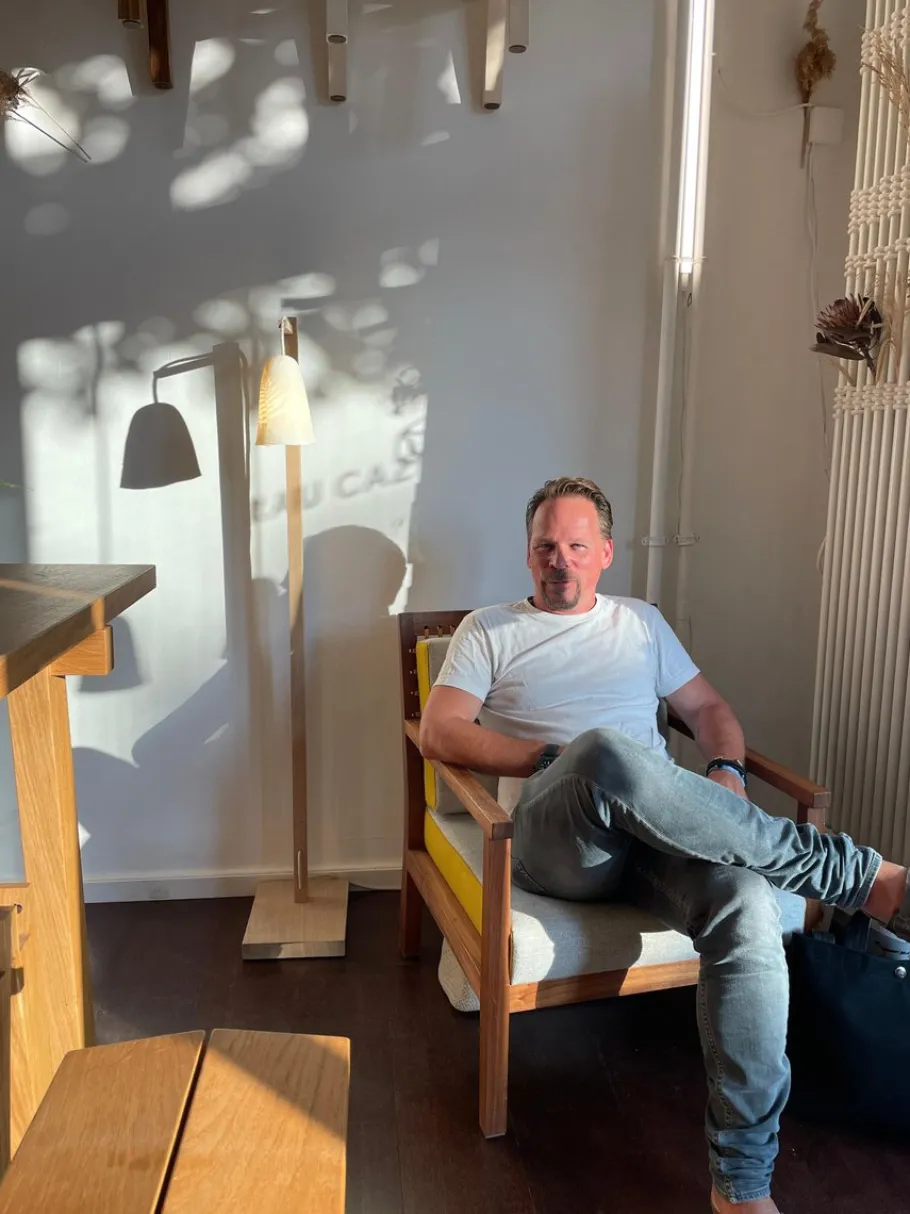 New Pamono Campanula Floor Lamp in Natural Oak and Porcelain by Frau Caze